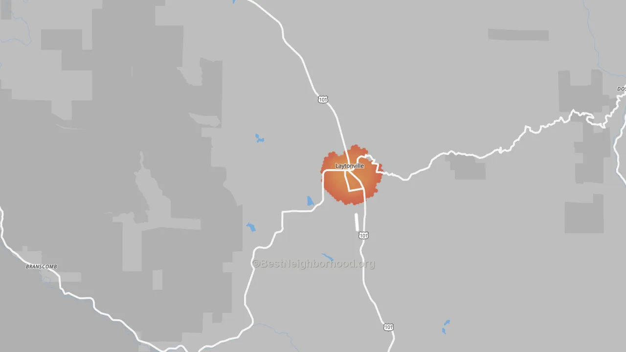 Transit Grade map of Laytonville, CA