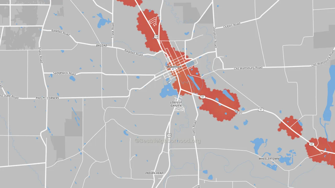 Transit Grade map of Le Boeuf Gardens, PA