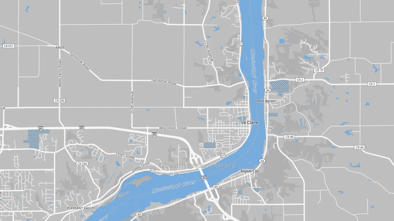 Transit Grade map of Le Claire, IA