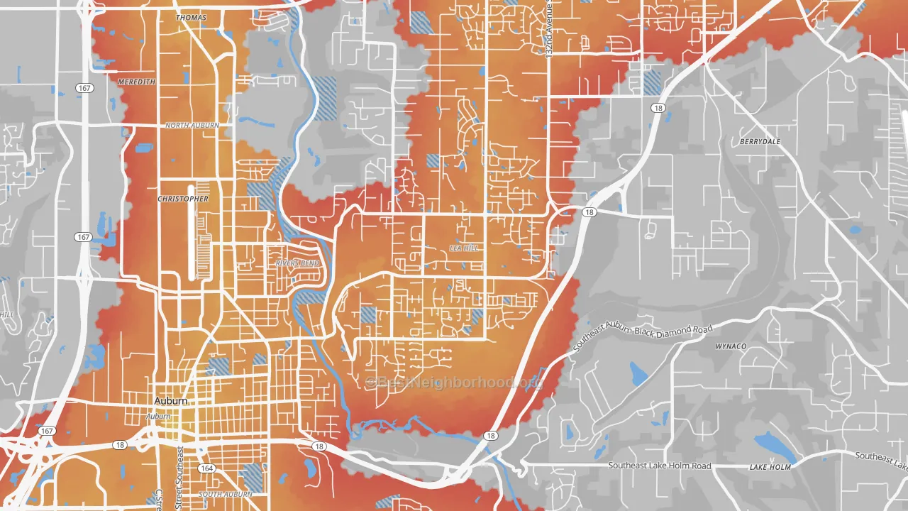 Transit Grade map of Lea Hill, Auburn, WA