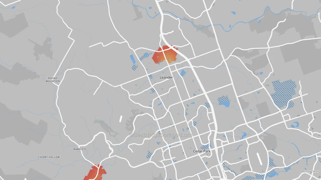 Transit Grade map of Leander, TX