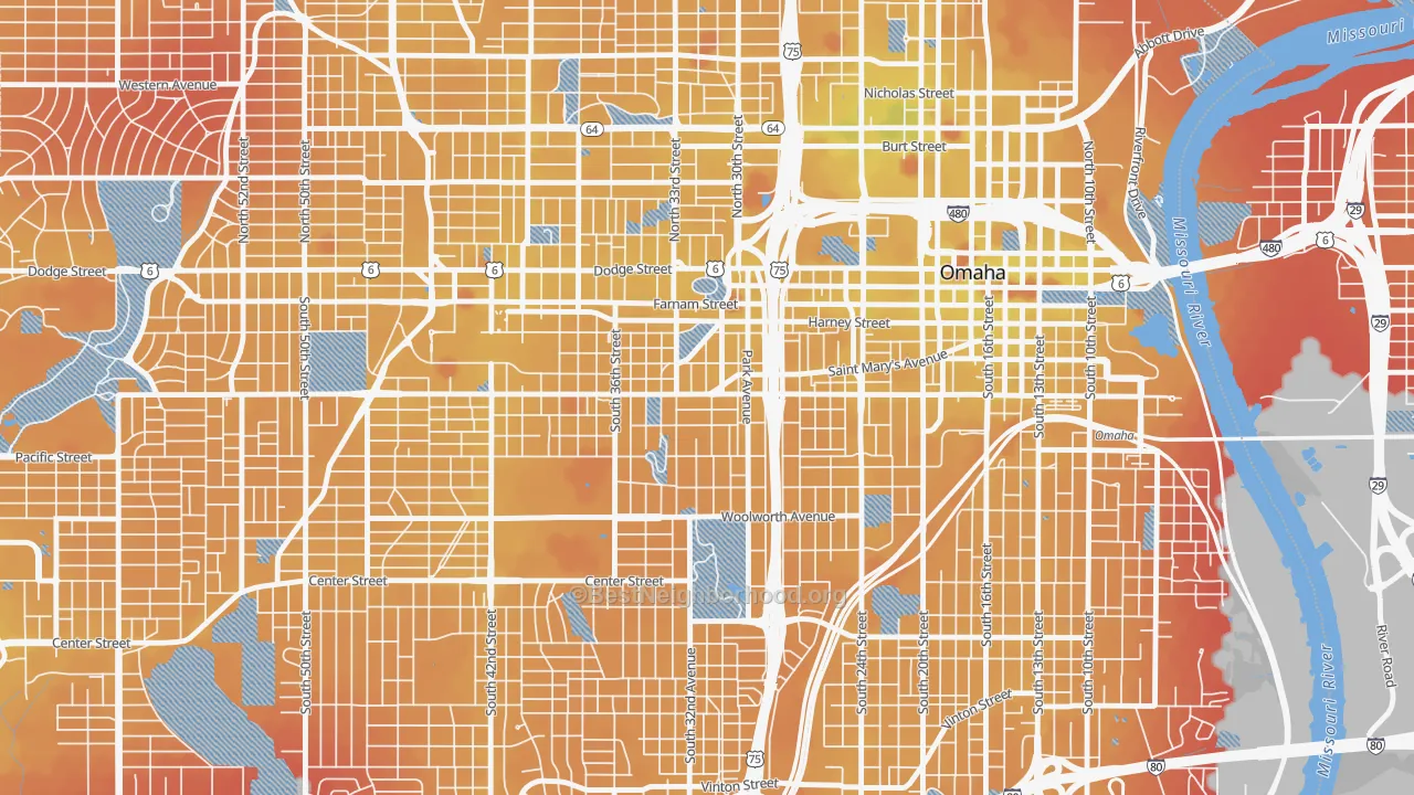 Transit Grade map of Leavenworth, Omaha, NE
