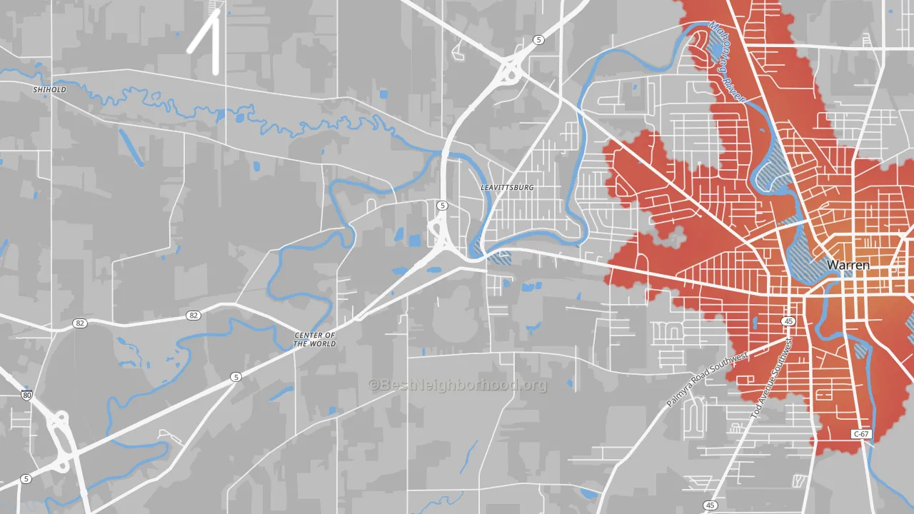 Transit Grade map of Leavittsburg, OH