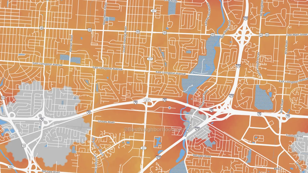 Transit Grade map of Leawood, Columbus, OH