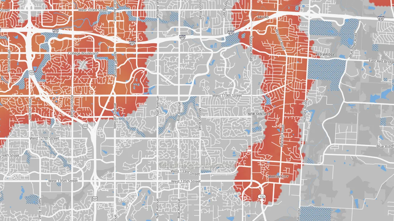 Transit Grade map of Leawood, KS