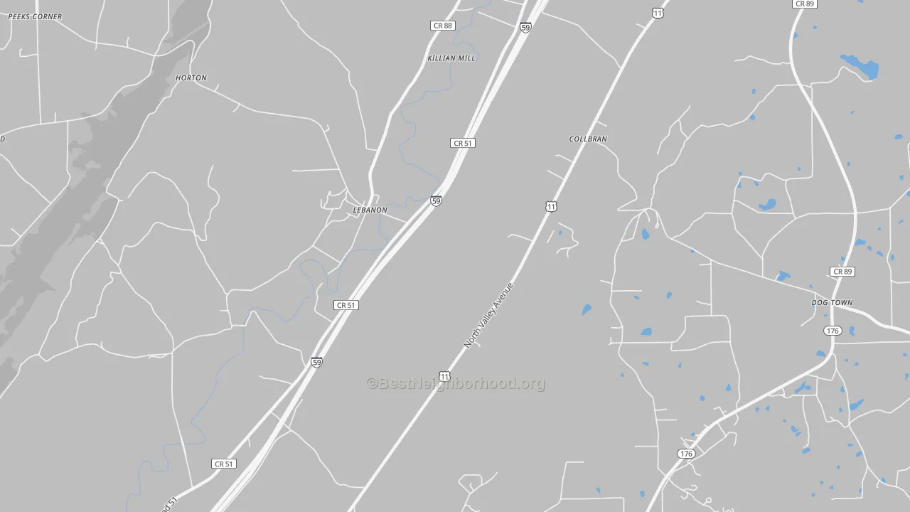 Transit Grade map of Lebanon, AL