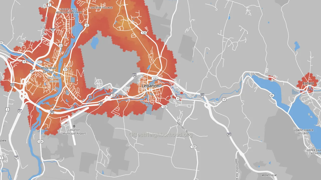 Transit Grade map of Lebanon, NH