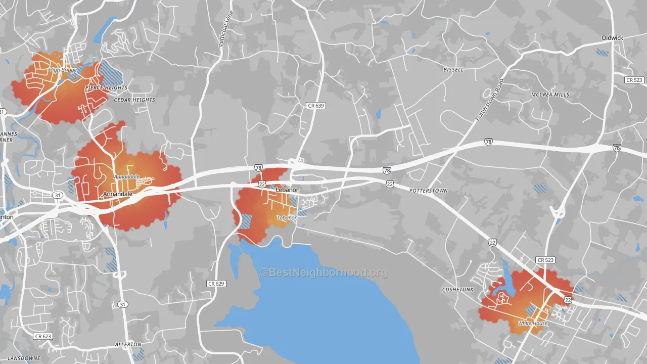 Transit Grade map of Lebanon, NJ