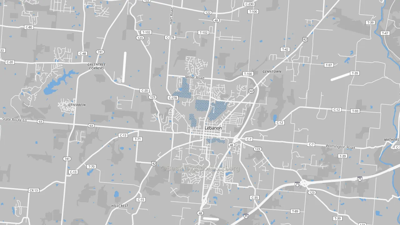 Transit Grade map of Lebanon, OH