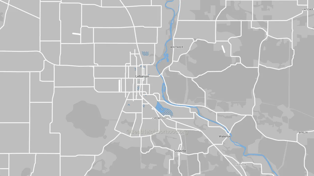 Transit Grade map of Lebanon, OR
