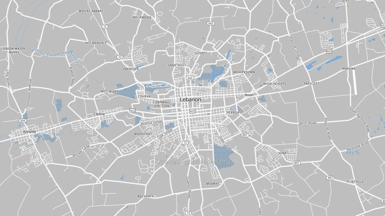 Transit Grade map of Lebanon, PA