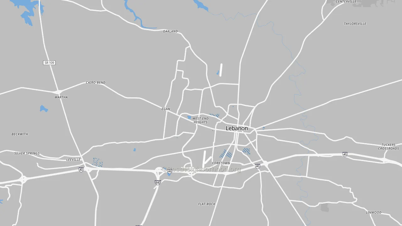 Transit Grade map of Lebanon, TN
