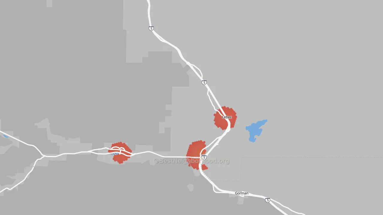 Transit Grade map of Lebec, CA