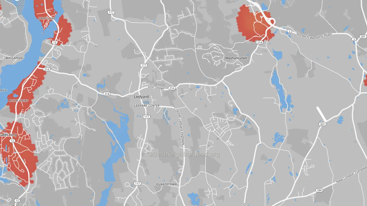 Transit Grade map of Ledyard, CT