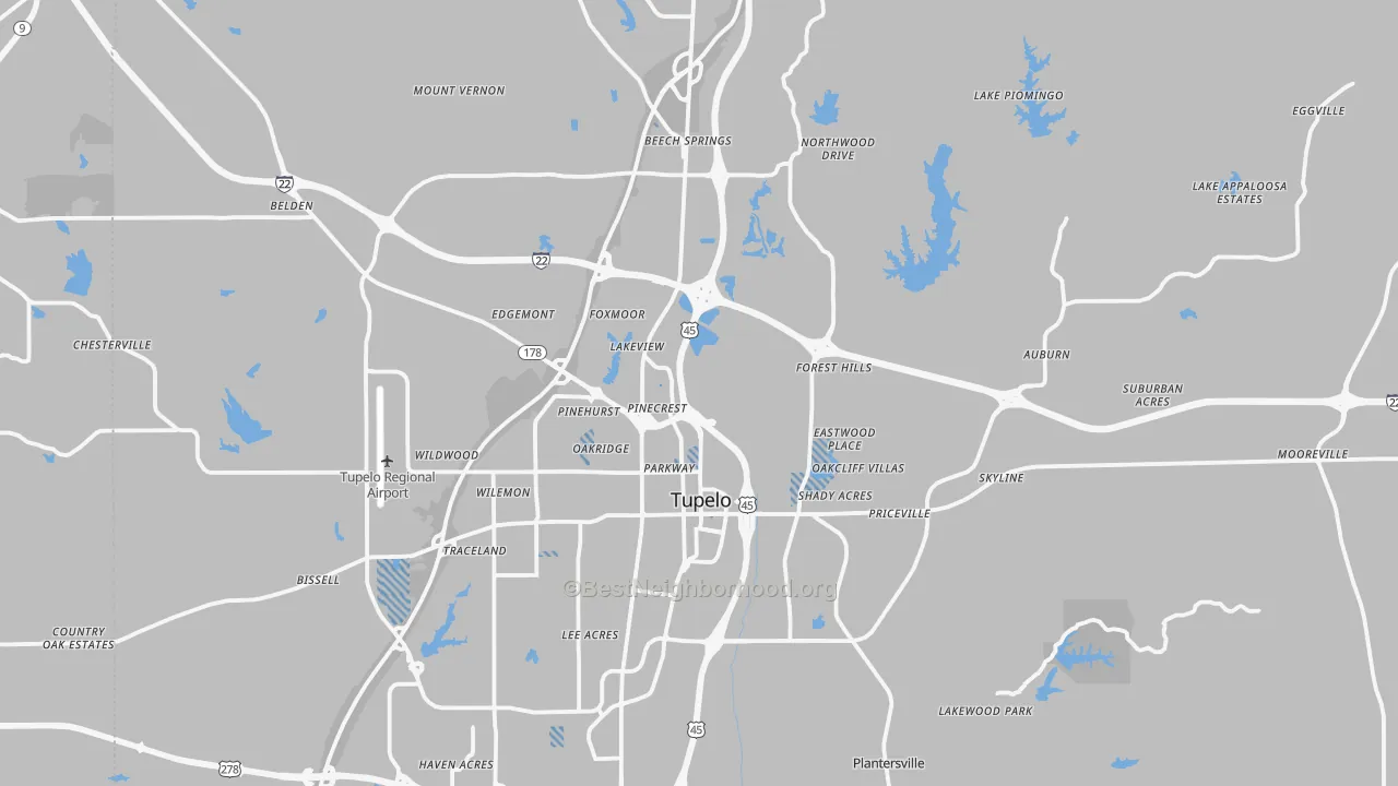 Transit Grade map of Lee County, MS