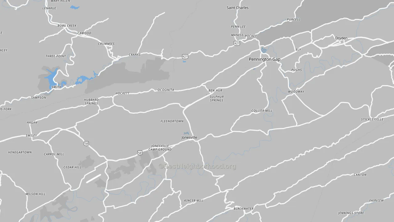 Transit Grade map of Lee County, VA