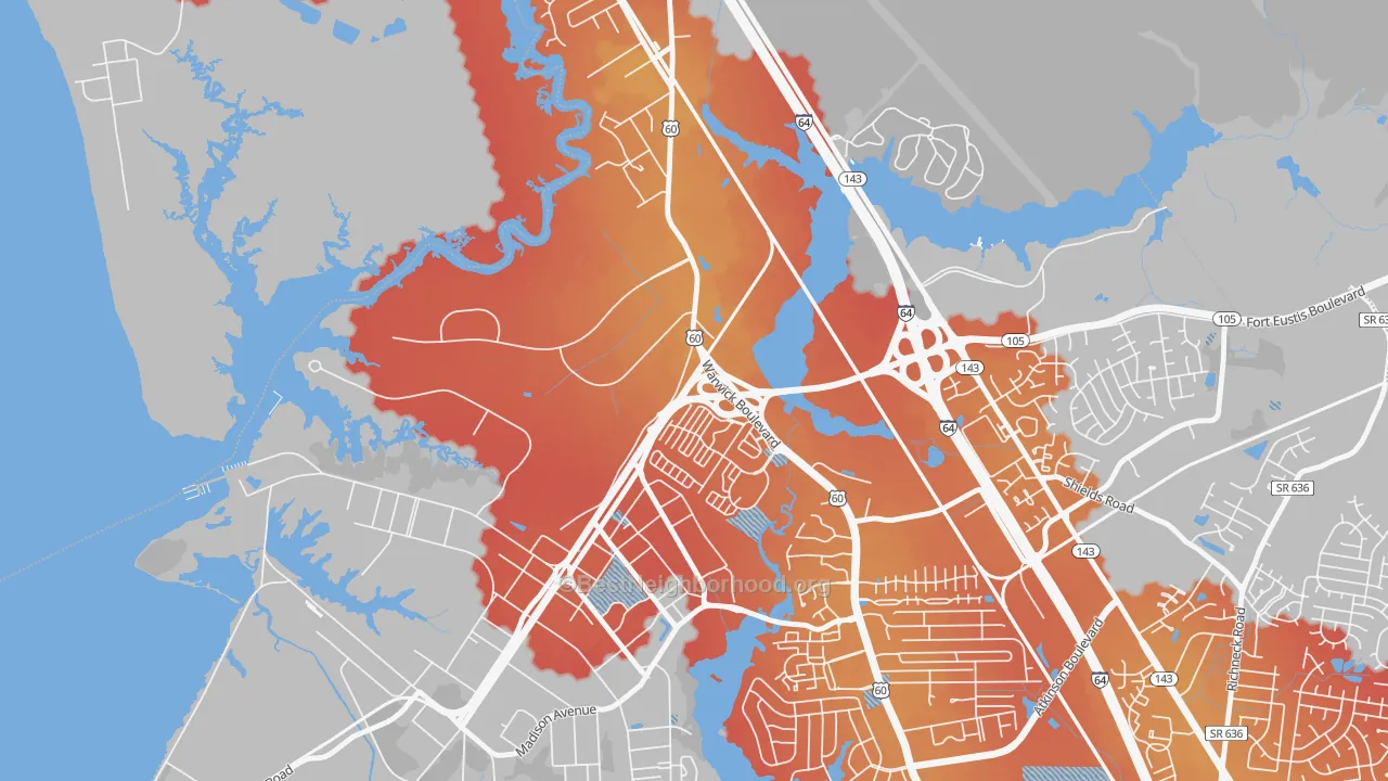 Transit Grade map of Lee Hall, Newport News, VA