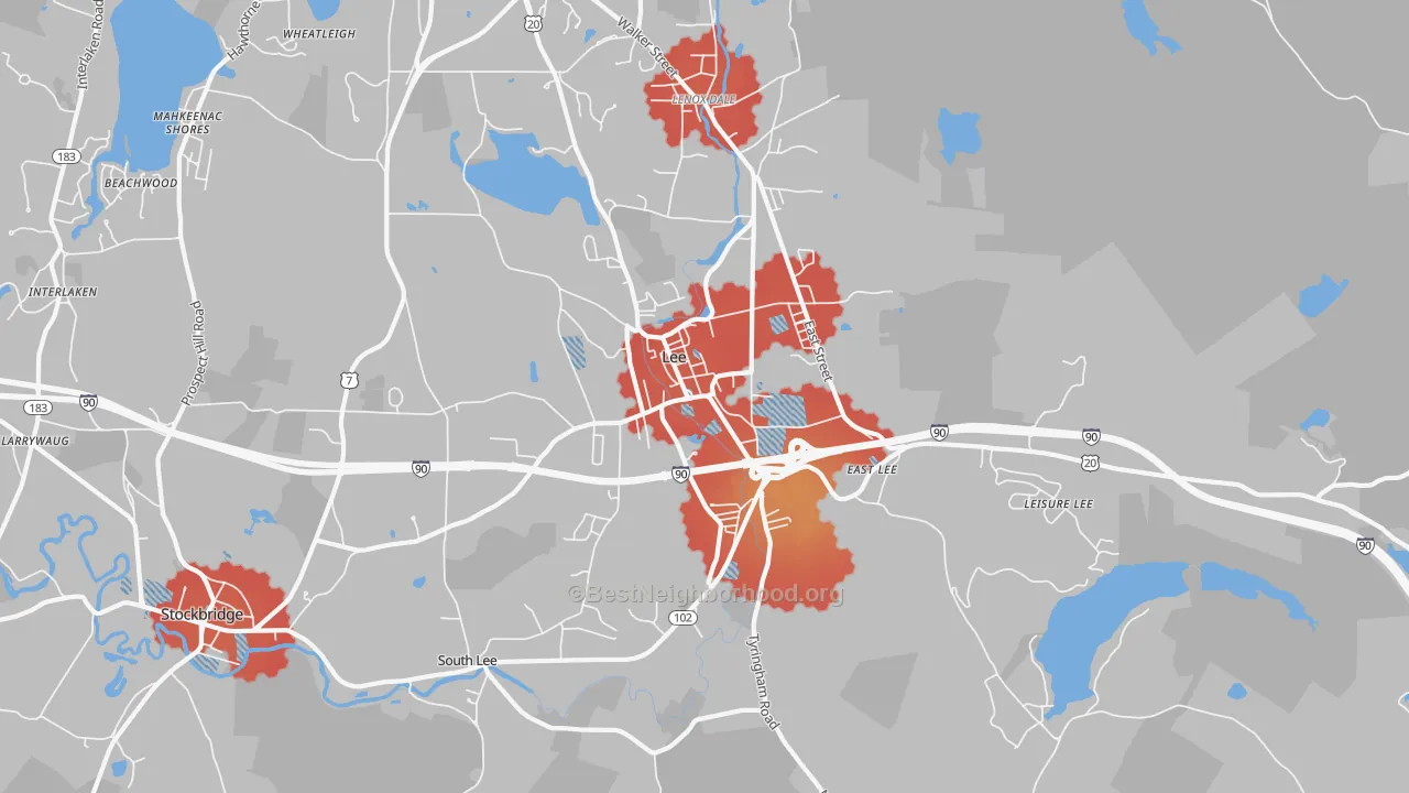 Transit Grade map of Lee, MA