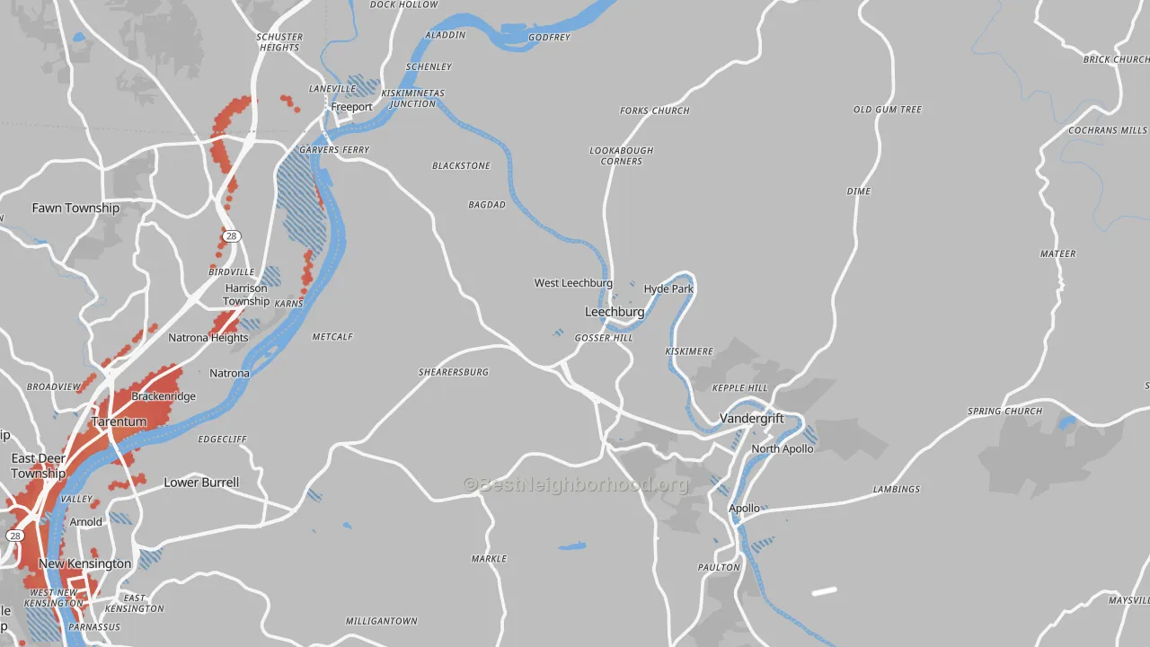 Transit Grade map of Leechburg, PA