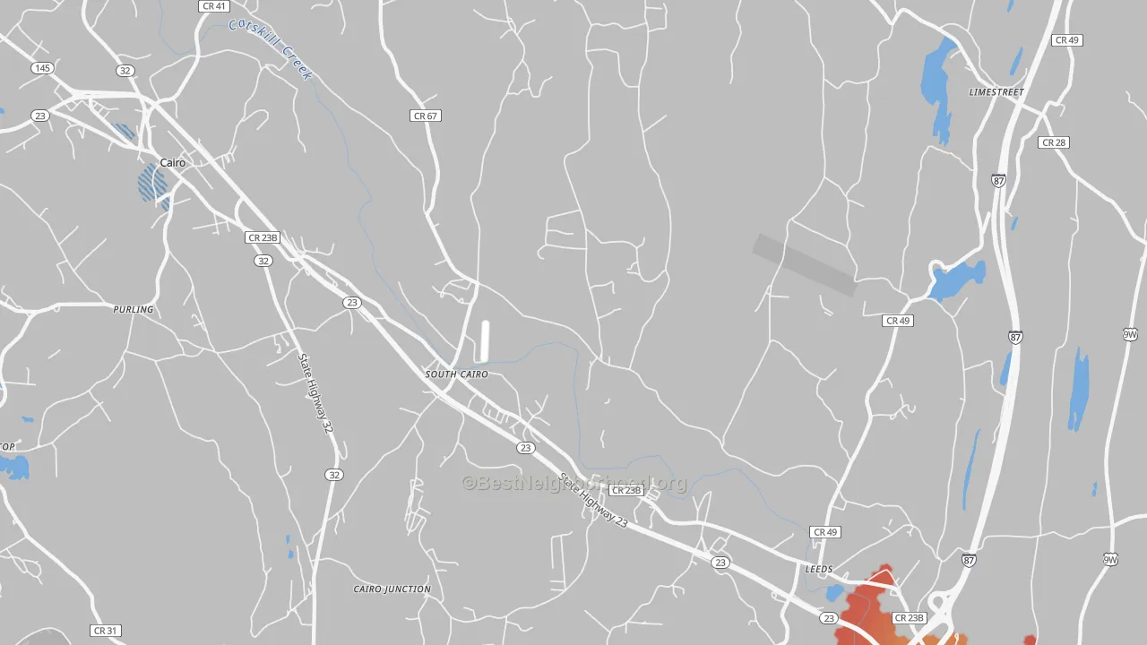 Transit Grade map of Leeds, NY