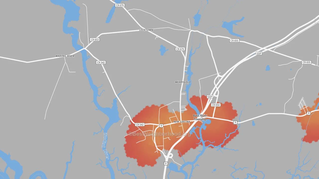 Transit Grade map of Leektown, NJ