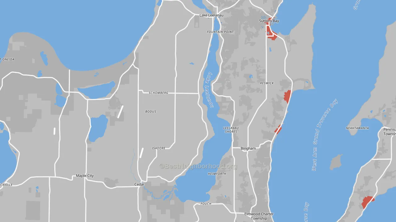 Transit Grade map of Leelanau County, MI