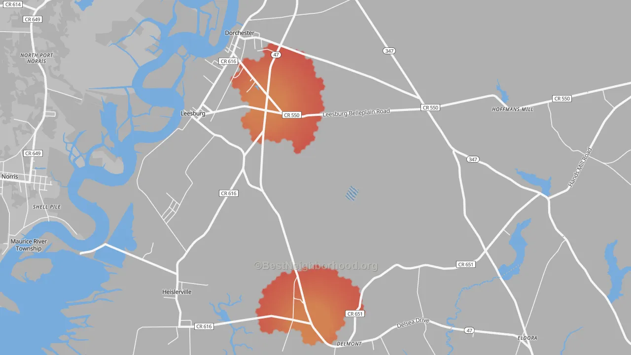 Transit Grade map of Leesburg, NJ