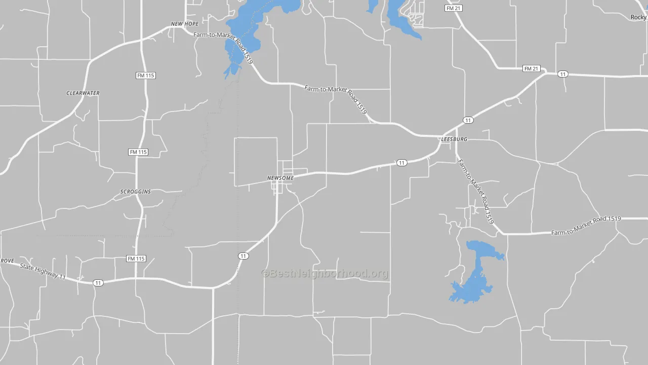 Transit Grade map of Leesburg, TX