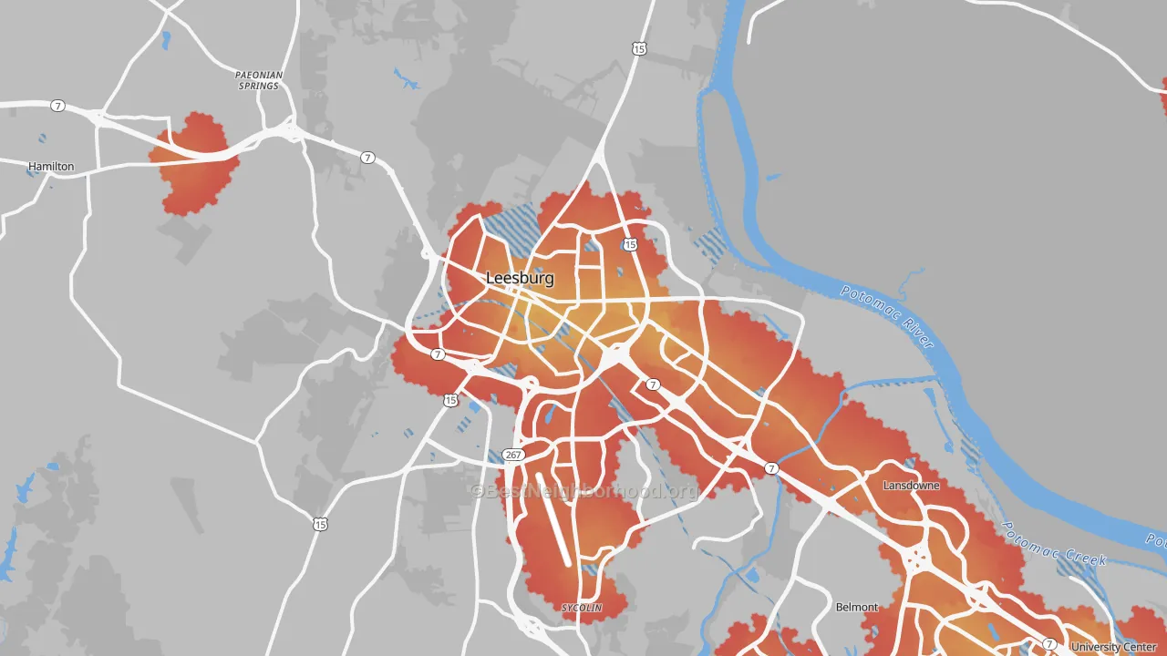Transit Grade map of Leesburg, VA