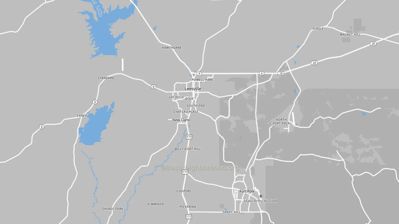 Transit Grade map of Leesville, LA