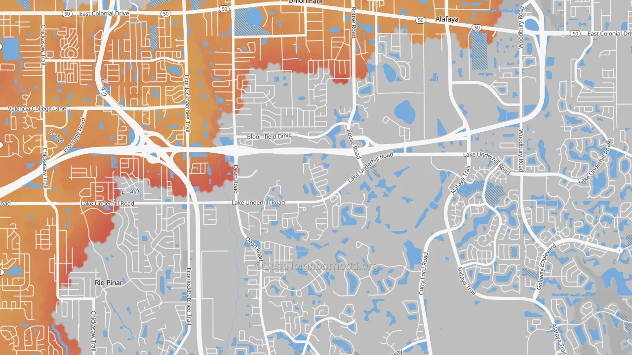 Transit Grade map of Legacy Place, Alafaya, FL
