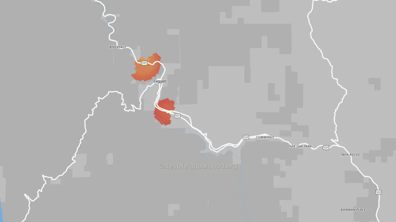 Transit Grade map of Leggett, CA