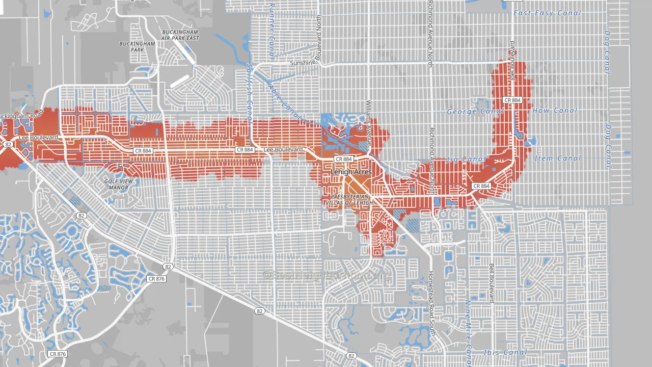 Transit Grade map of Lehigh Acres, FL