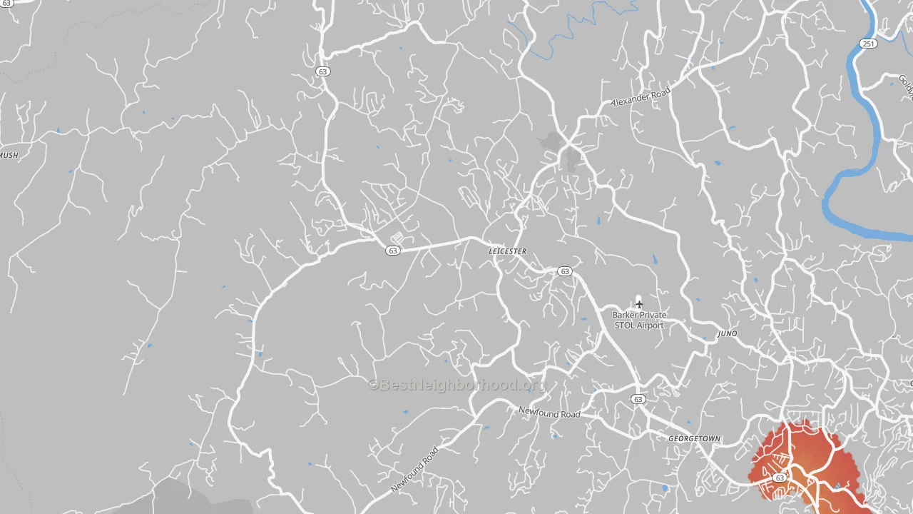 Transit Grade map of Leicester, NC