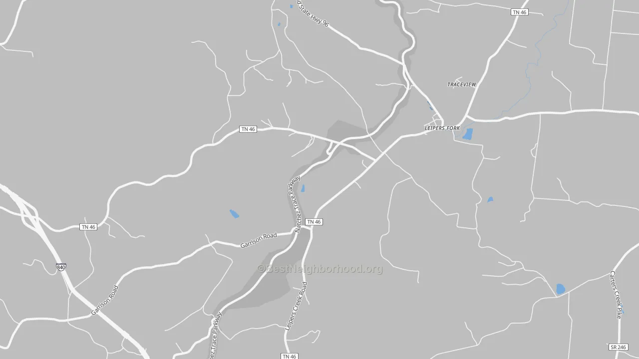Transit Grade map of Leipers Fork, TN
