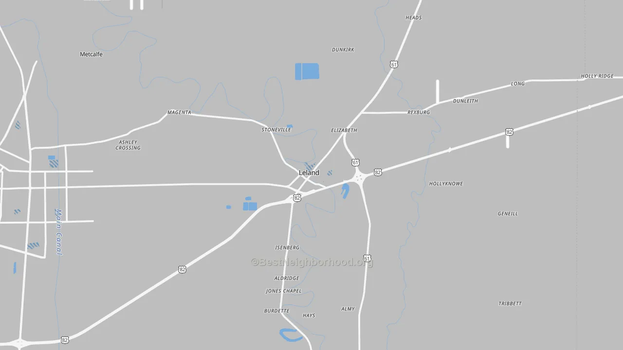 Transit Grade map of Leland, MS