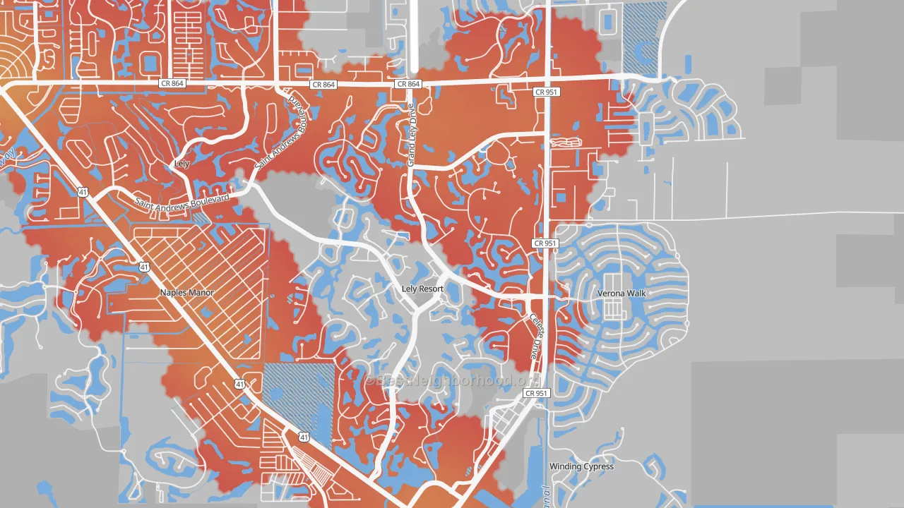 Transit Grade map of Lely Resort, Naples, FL