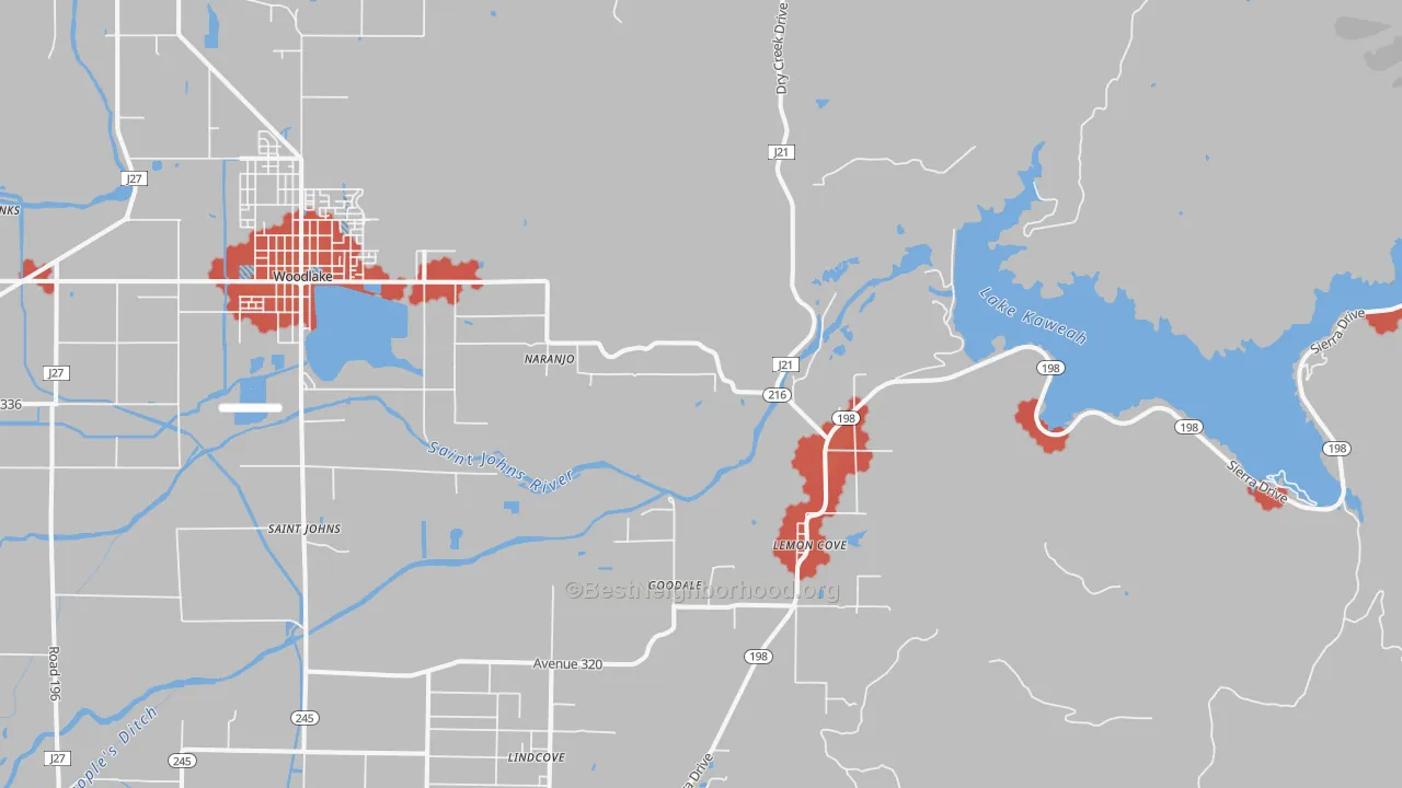 Transit Grade map of Lemon Cove, CA