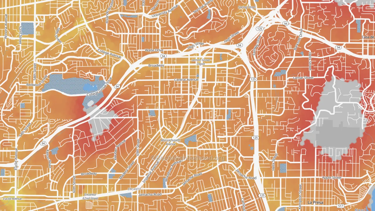 Transit Grade map of Lemon Grove, CA