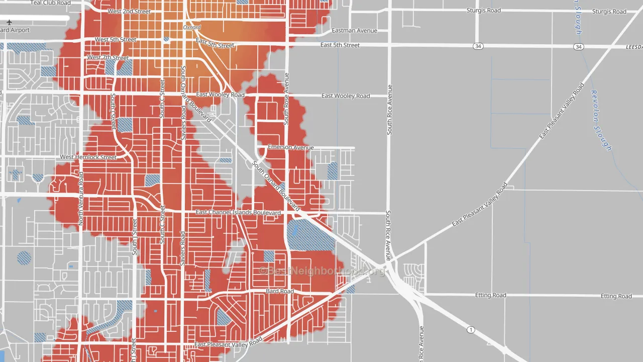 Transit Grade map of Lemonwood Eastmont, Oxnard, CA
