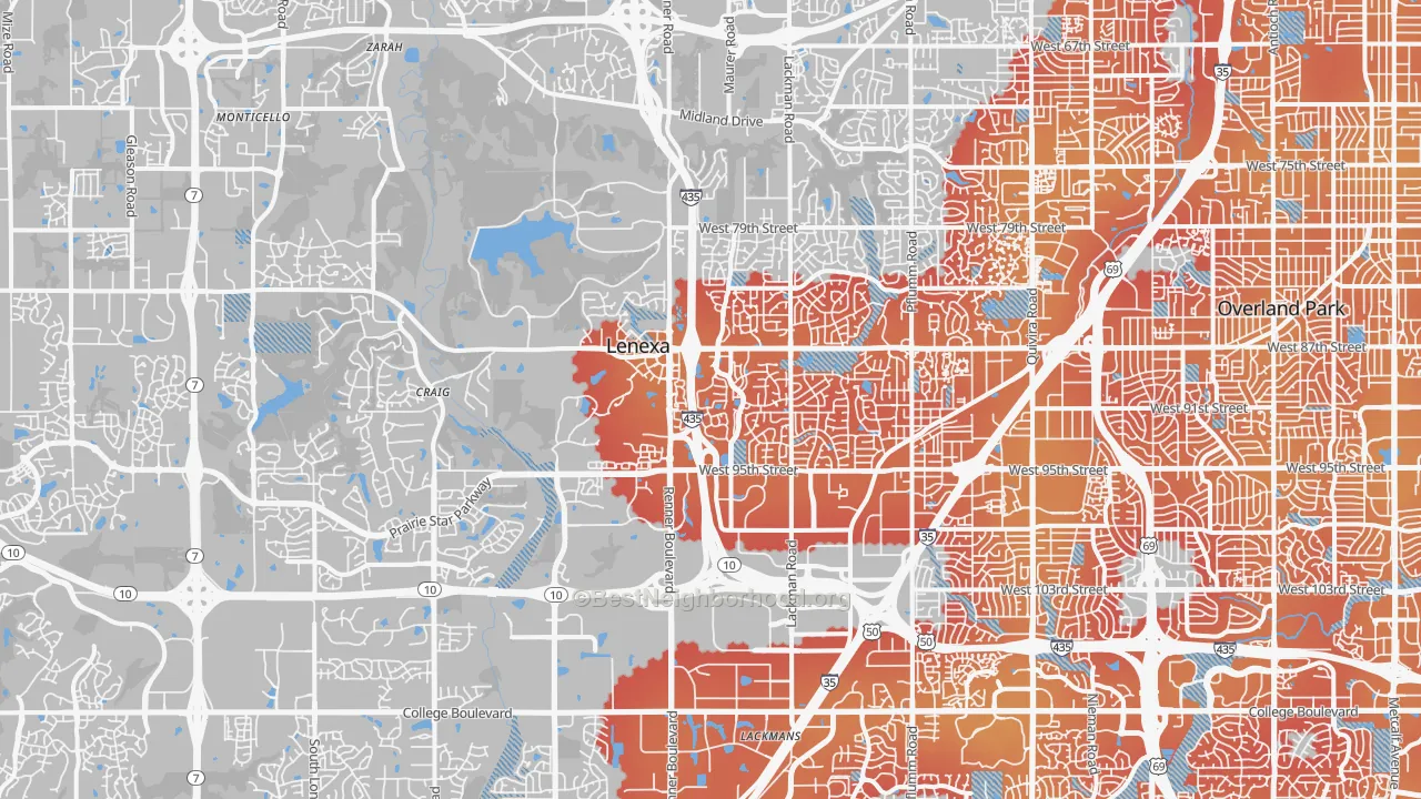 Transit Grade map of Lenexa, KS