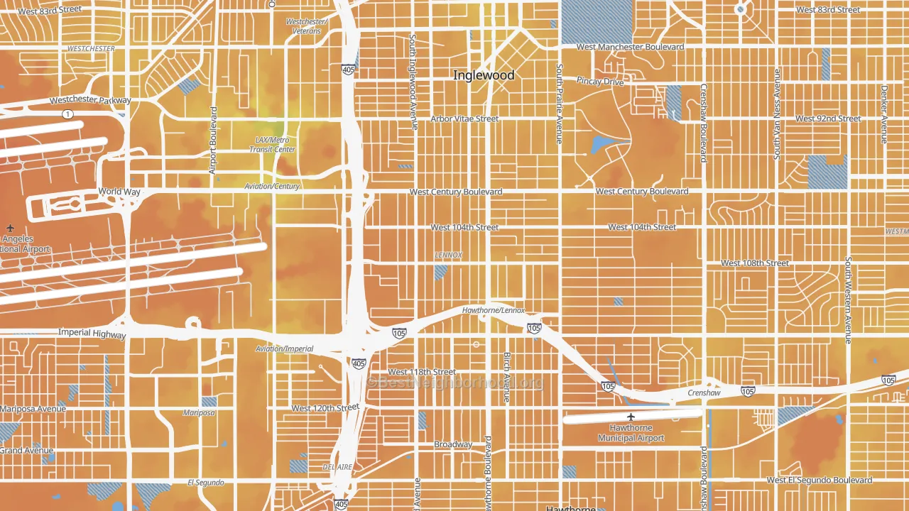 Transit Grade map of Lennox, CA