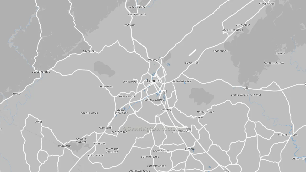 Transit Grade map of Lenoir, NC