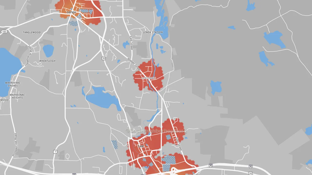 Transit Grade map of Lenox Dale, MA