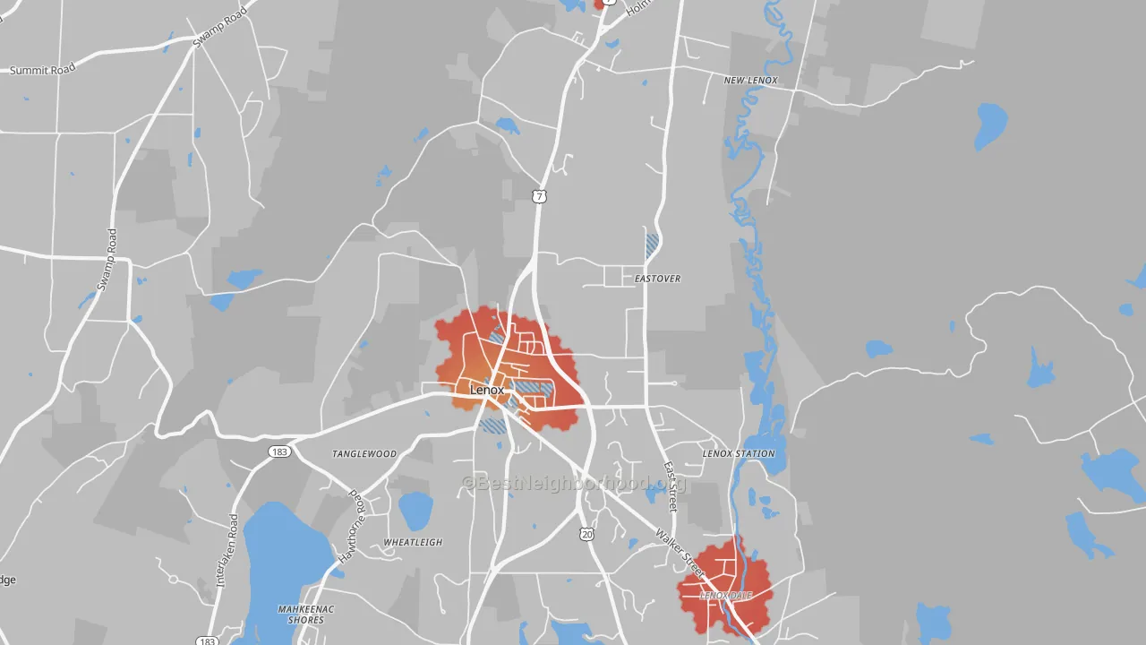 Transit Grade map of Lenox, MA