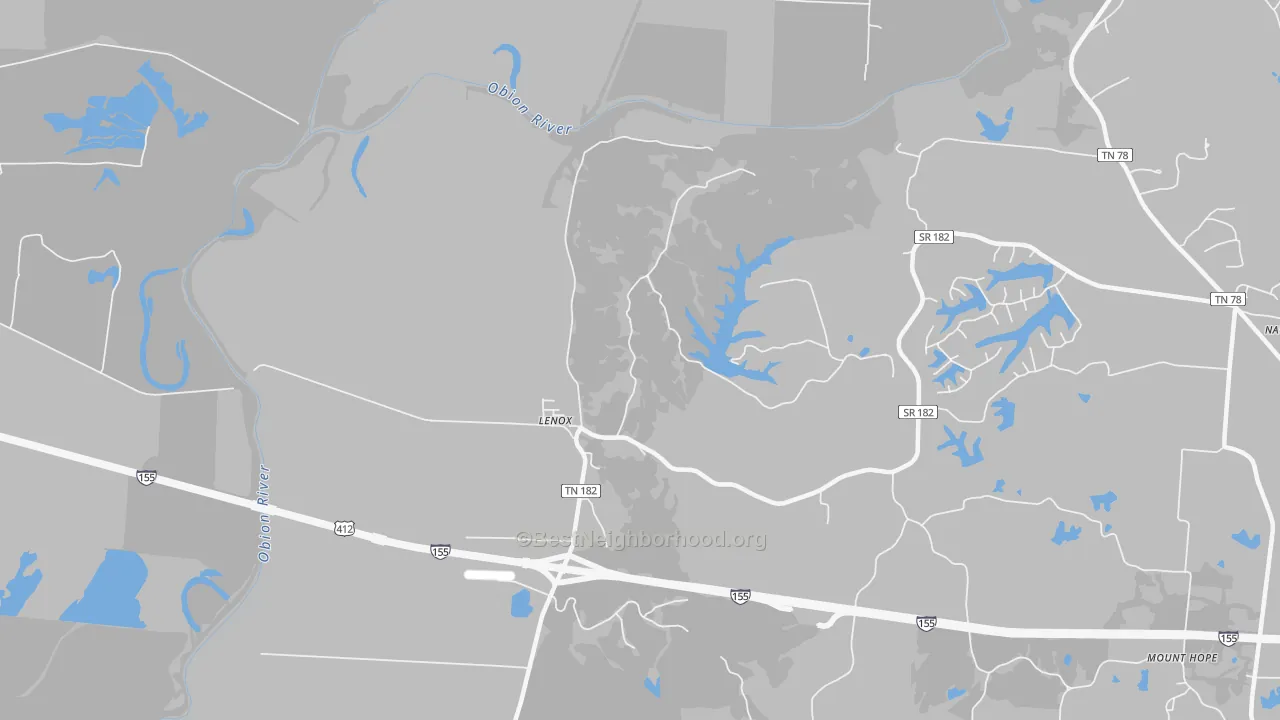 Transit Grade map of Lenox, TN