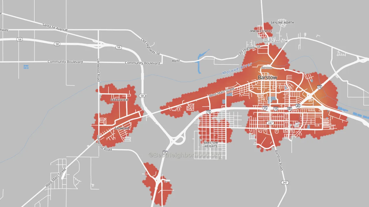 Transit Grade map of Lenwood, CA