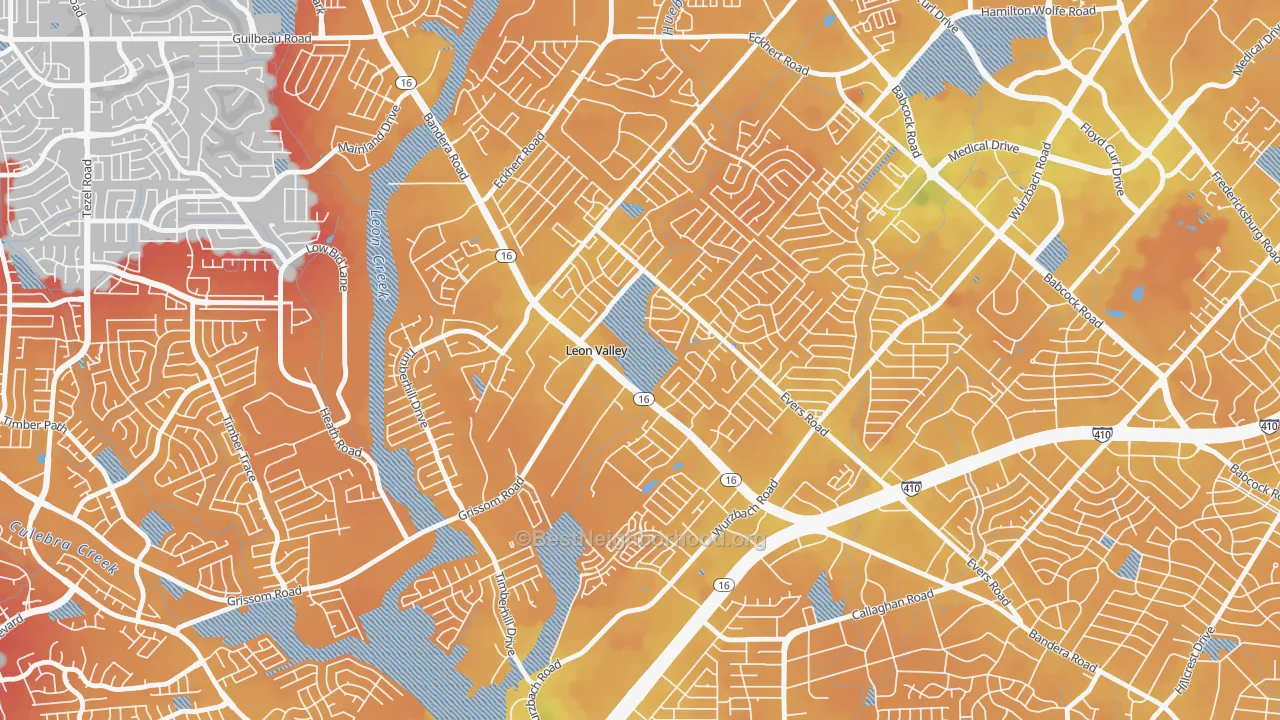 Transit Grade map of Leon Valley, TX