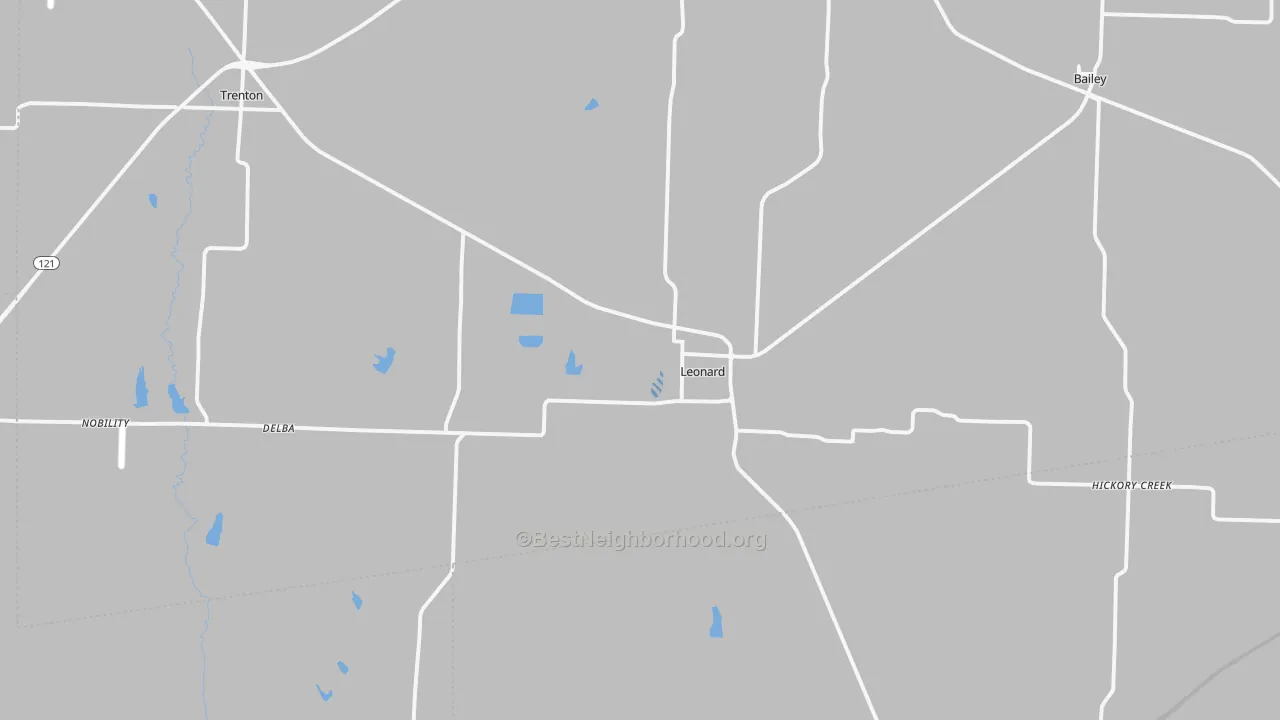 Transit Grade map of Leonard, TX