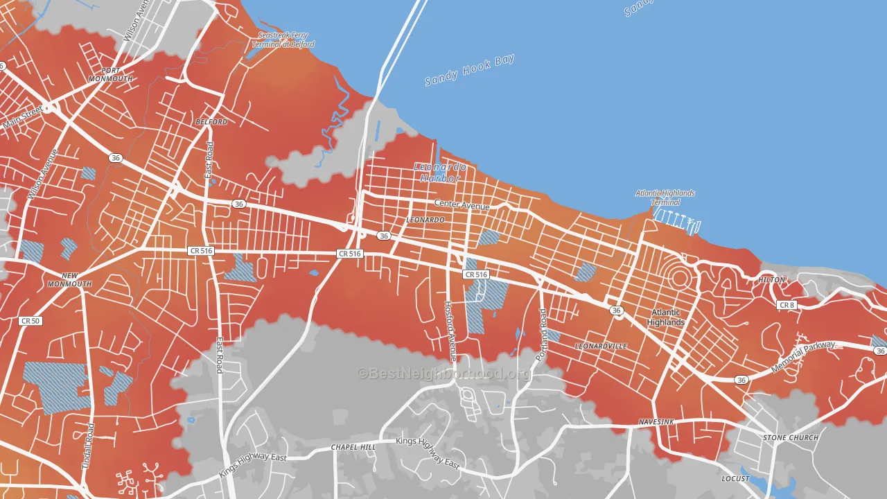 Transit Grade map of Leonardo, NJ